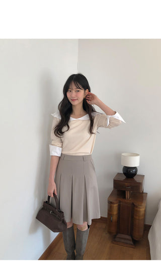 (2 colors) Pleated skirt