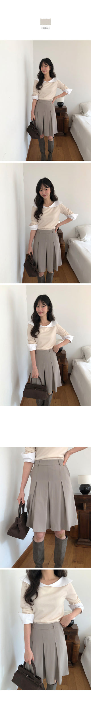(2 colors) Pleated skirt