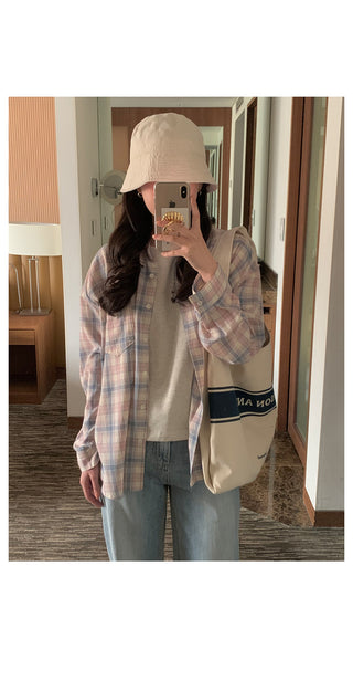 Pastel check shirt in 2 colors!
