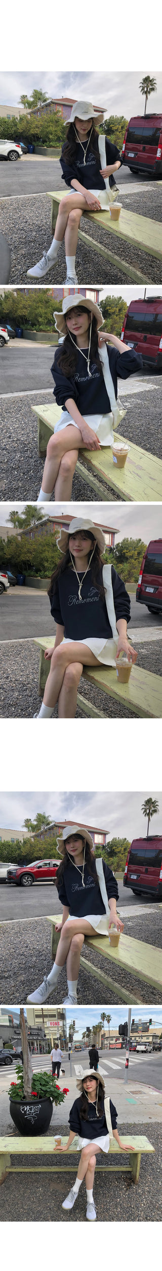 (3 colors) Pixel print sweatshirt