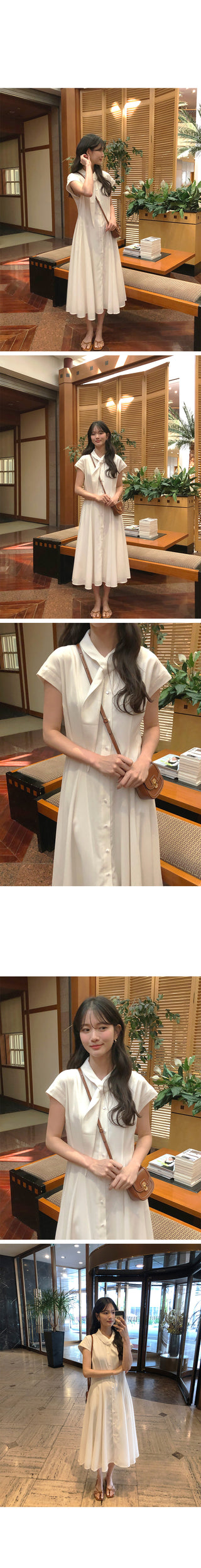 [2 colors] Collared long dress