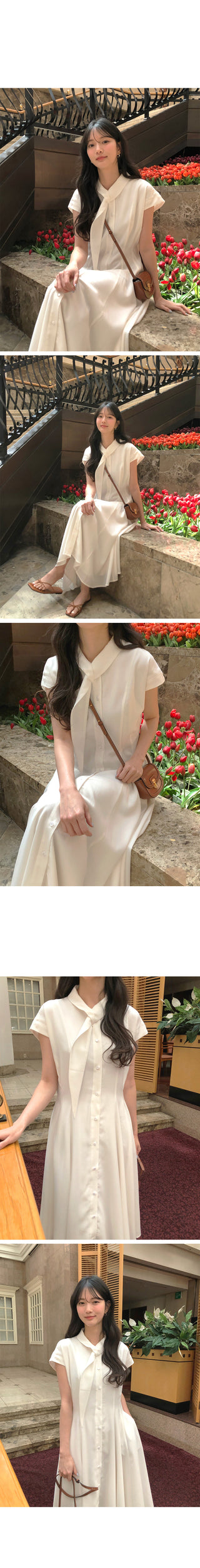 [2 colors] Collared long dress