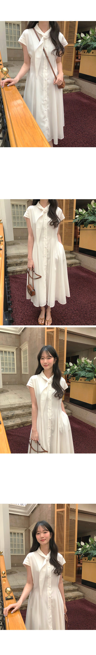 [2 colors] Collared long dress