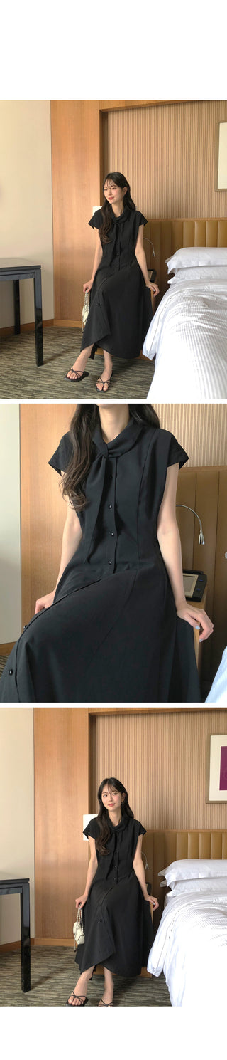 [2 colors] Collared long dress
