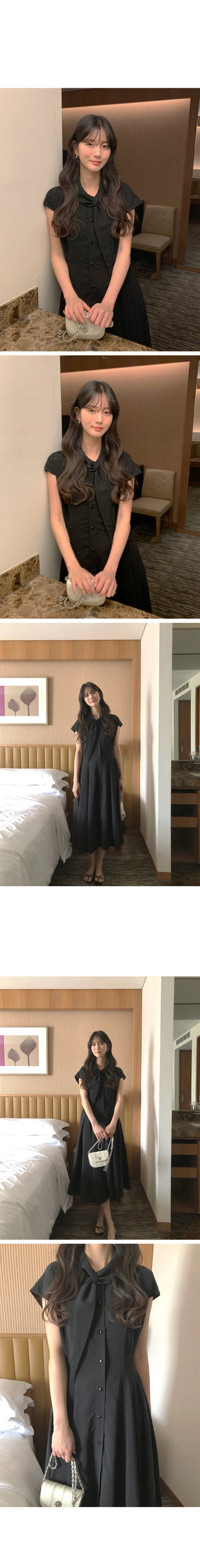 [2 colors] Collared long dress