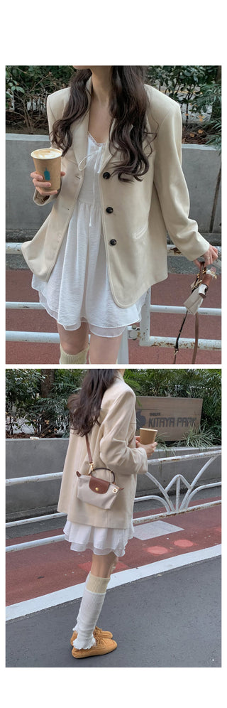 (4 colors) Faux Suede Half Jacket
