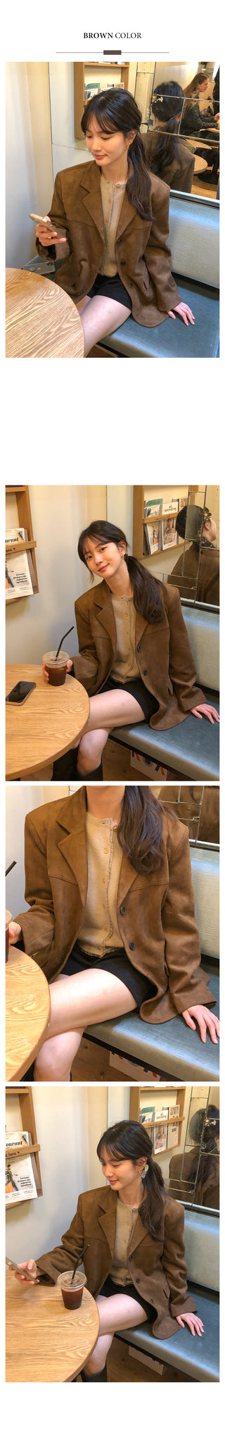 (4 colors) Faux Suede Half Jacket
