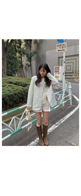 (4 colors) Faux Suede Half Jacket