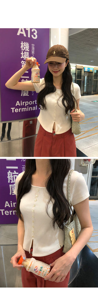 (3 colors) Cropped T-shirt
