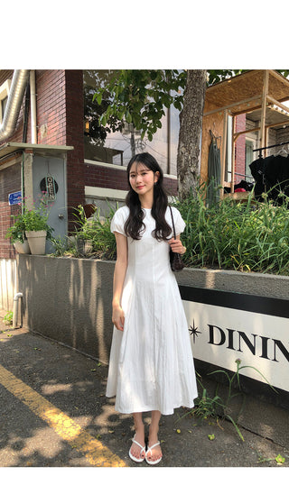 [2 colors] Puff Long Dress