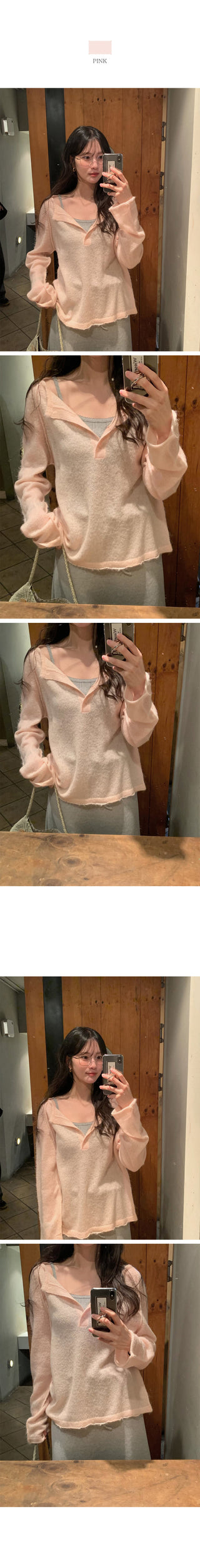 Henley neck wool knit