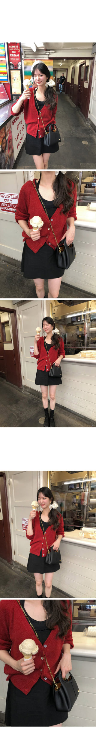 (3 colors) V-neck oversized cardigan