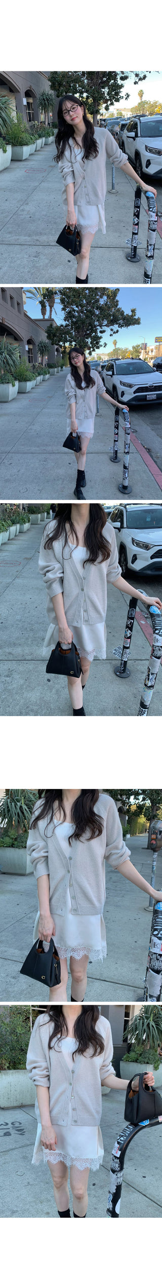 (3 colors) V-neck oversized cardigan
