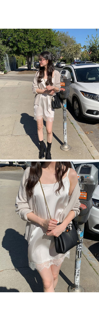 (3 colors) V-neck oversized cardigan