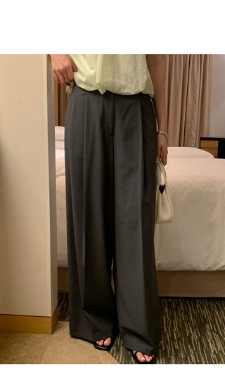 [2 colors] One-tuck summer slacks