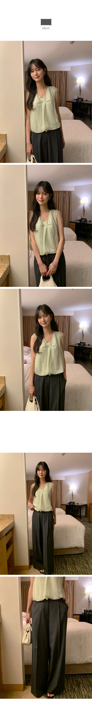 [2 colors] One-tuck summer slacks