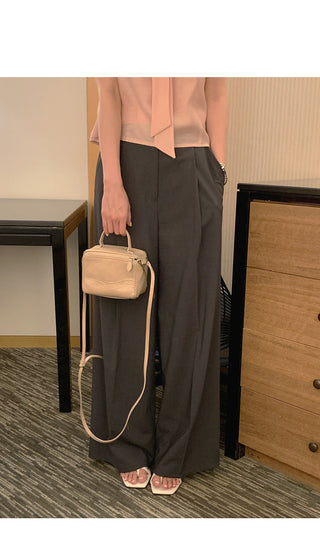 [2 colors] One-tuck summer slacks