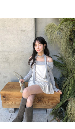(3 colors) Tie-off shoulder T-shirt