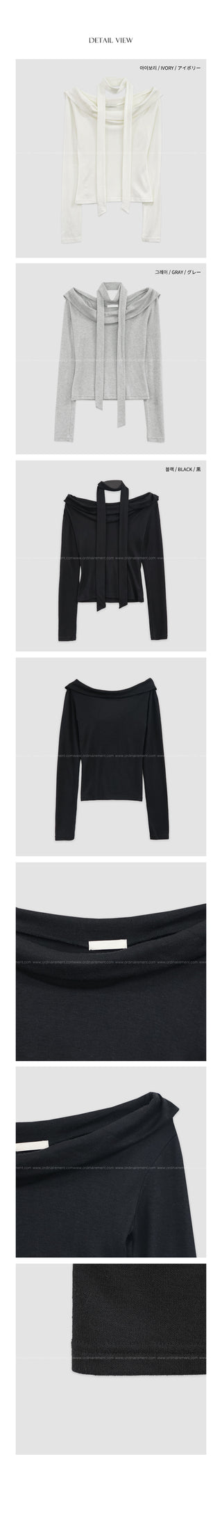 (3 colors) Tie-off shoulder T-shirt