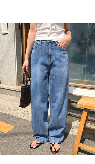 Washed summer denim pants