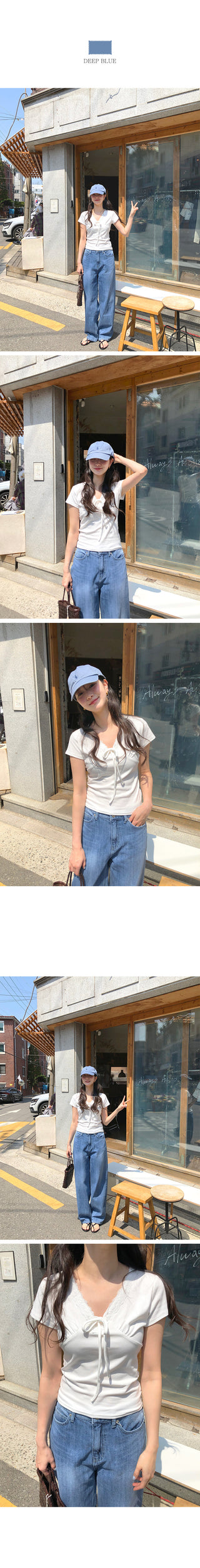 Washed summer denim pants