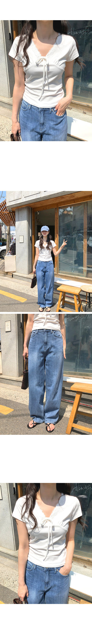 Washed summer denim pants