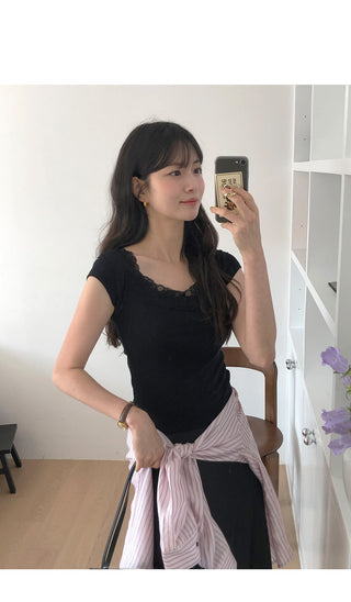 (3 colors) Slim V-neck T-shirt