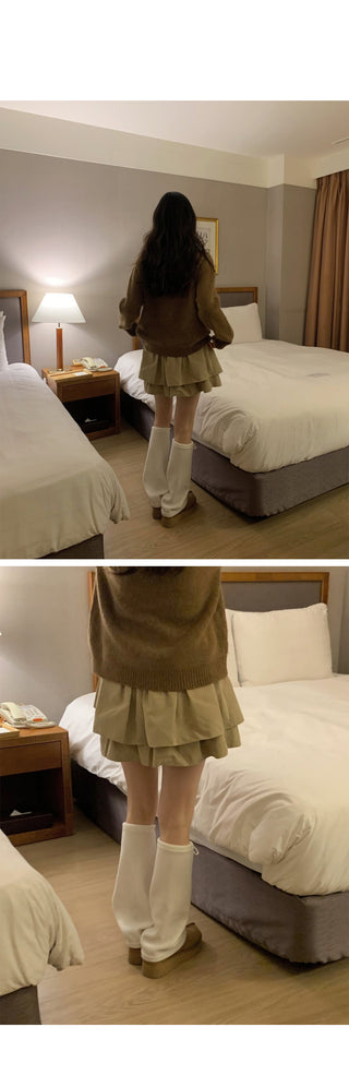 (3 colors) High-neck knit cardigan