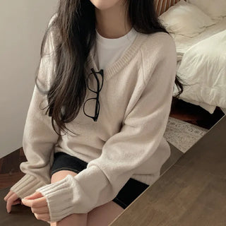Raglan Loose Fit Layered Knit