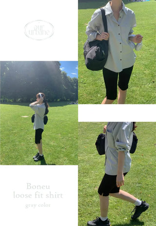 Loose-fitting pink autumn shirt