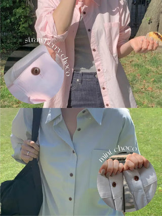 Loose-fitting pink autumn shirt