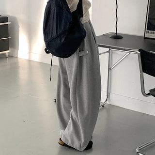 Wide side buckle elastic waist pants