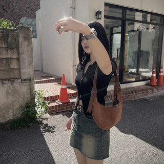 Suede Round Tote Bag/Shoulder Bag