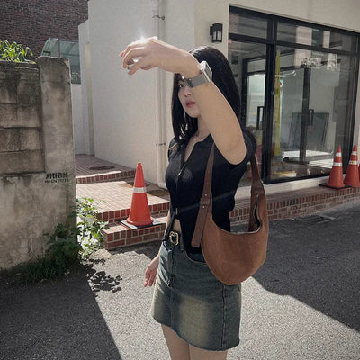 Suede Round Tote Bag/Shoulder Bag