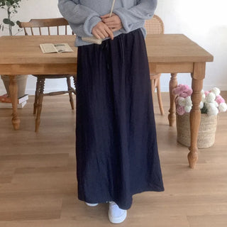 Cotton elastic long skirt