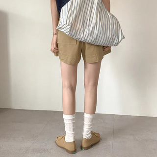 Cotton elastic waist shorts