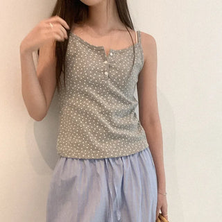 Flower Button Sleeveless