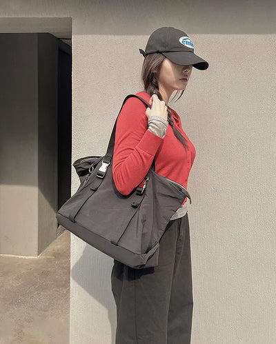 Buckle nylon shoulder bag