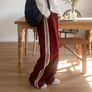 Wide track pants with elastic waistband