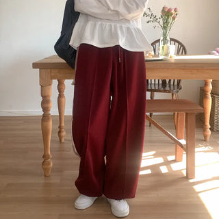 Wide track pants with elastic waistband