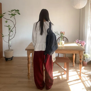 Wide track pants with elastic waistband
