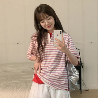 Cotton striped polo shirt
