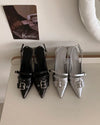 Vintage buckle slingback heels