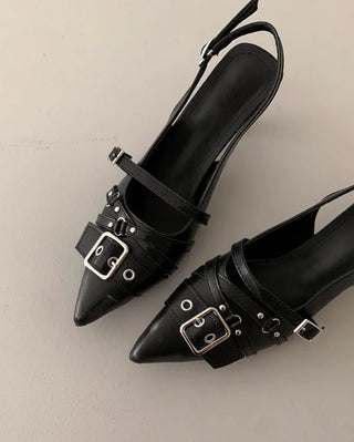 Vintage buckle slingback heels
