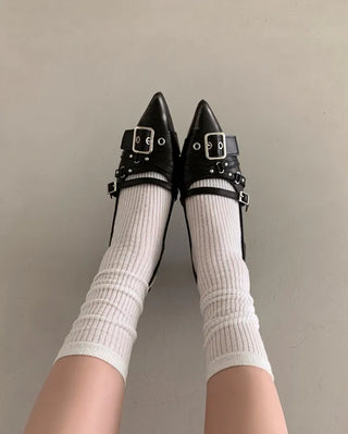 Vintage buckle slingback heels