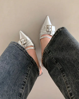 Vintage buckle slingback heels