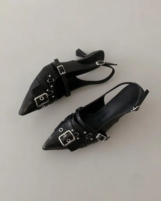 Vintage buckle slingback heels