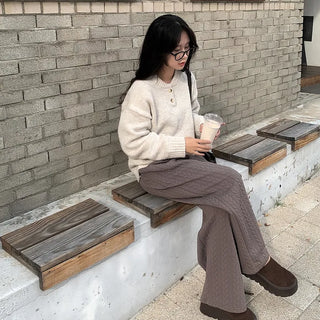 Quilted high-waisted pants