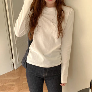 Cotton peach brushed long-sleeved T-shirt