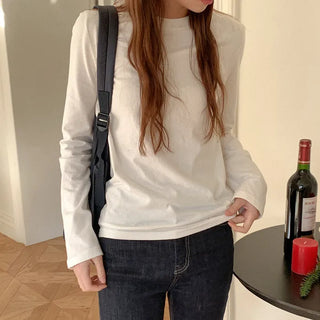 Cotton peach brushed long-sleeved T-shirt